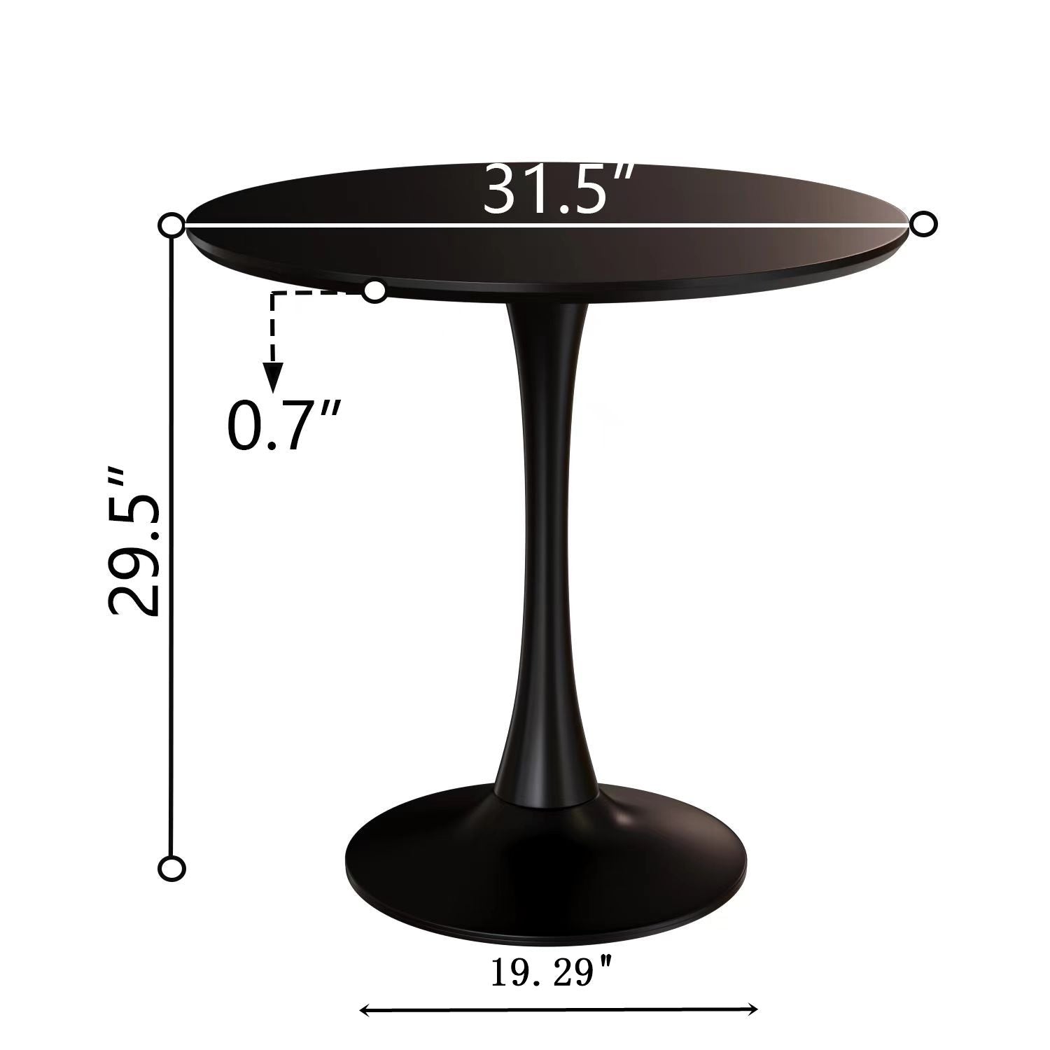 Mid-Century Round Dining Table With Pedestal Base For 2 - 4 People Home Essentials
