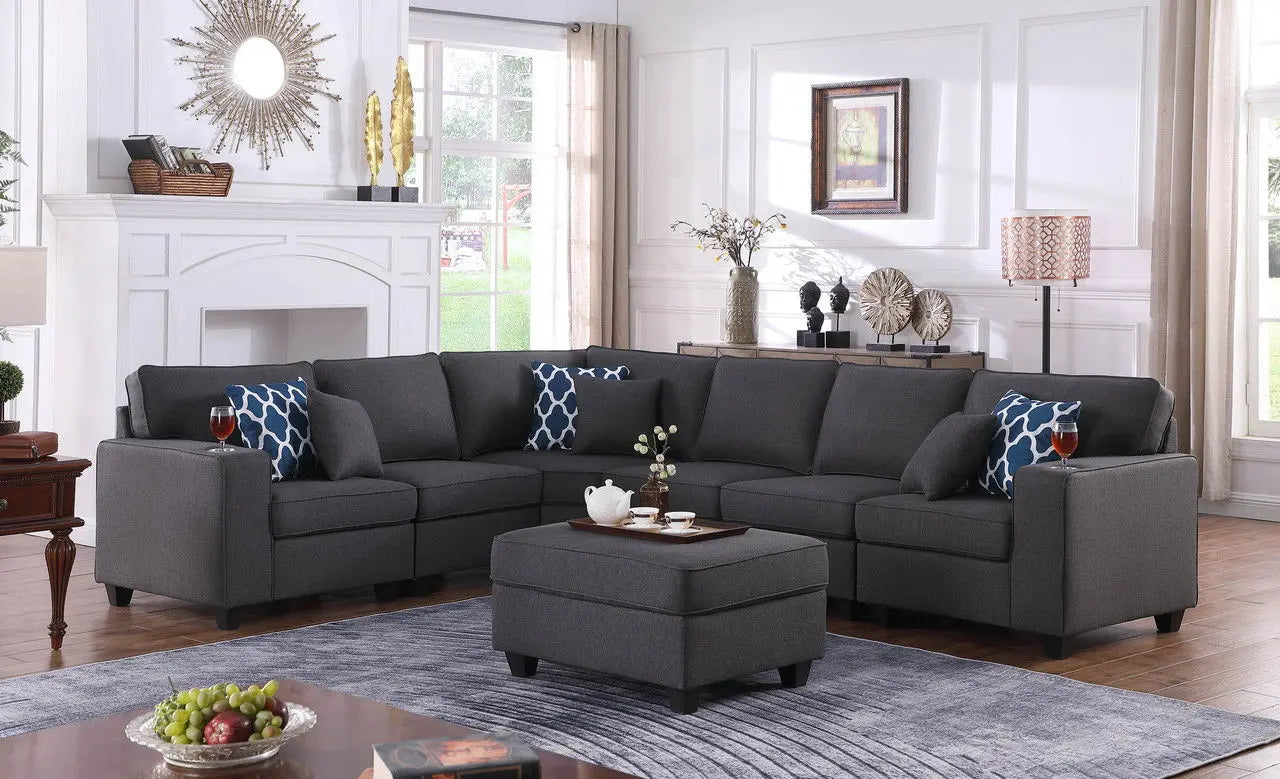 Cooper - Sectional Sofa With Ottomans And Cupholder Lilola Home