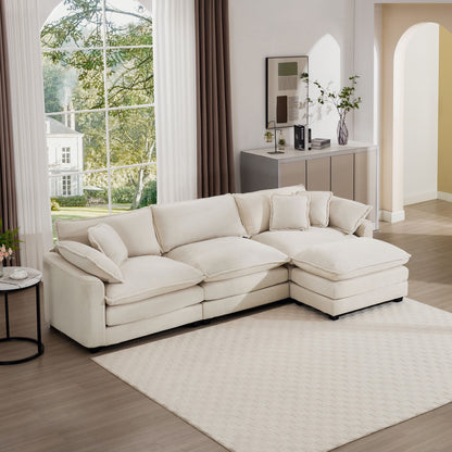 Modern Oversized Modular Cushion Sofa With Ottoman, Low Back, Deep Seating Sofa Set Home Essentials