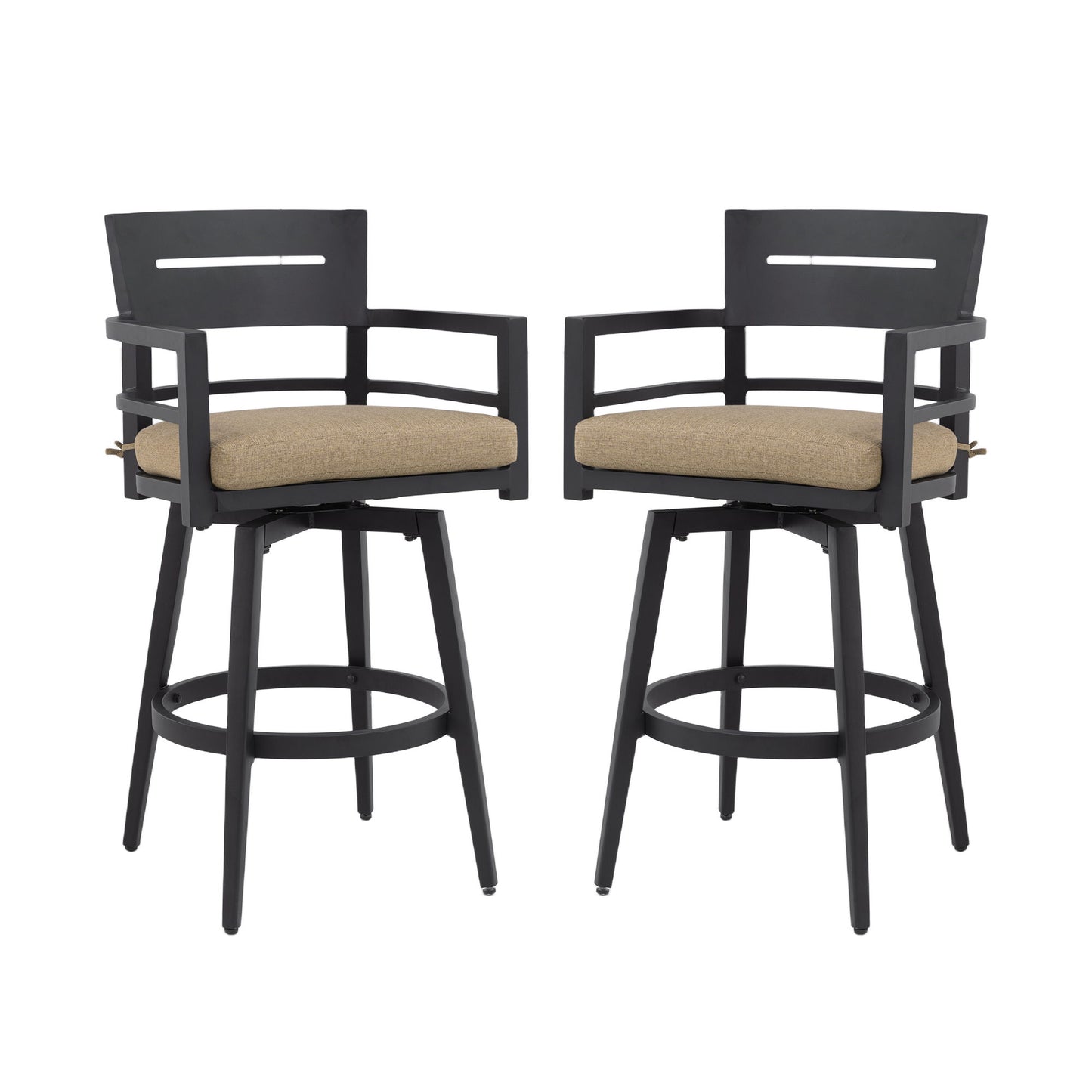 Outdoor Swivel Bar Chairs, 360 Degree Rotation, Ergonomic Backrest (Set of 2) Life Outside