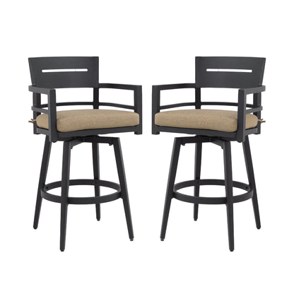 Outdoor Swivel Bar Chairs, 360 Degree Rotation, Ergonomic Backrest (Set of 2) Life Outside
