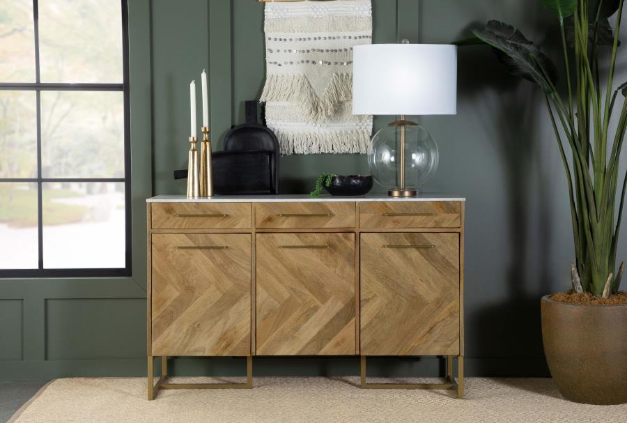 Keaton - Marble Top Herringbone Accent Cabinet CoasterElevations
