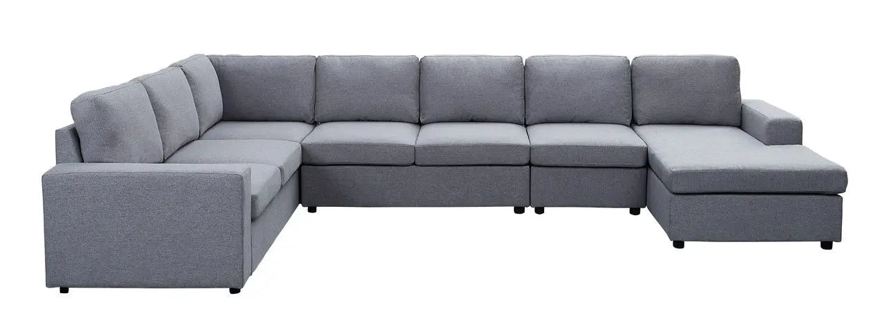 Hayden - Linen 7 Seat Reversible Modular Sectional Sofa Chaise Lilola Home