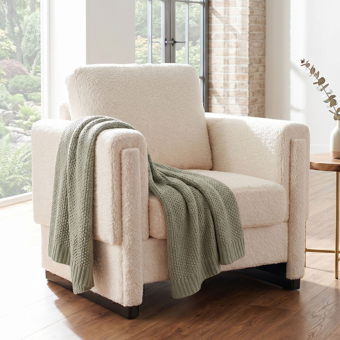 Upholstered Accent Armchair With Square Arm Hearth and Haven