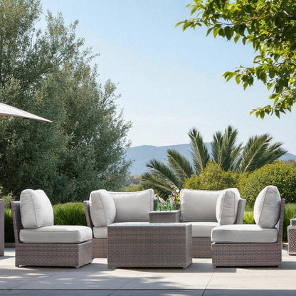 Comfortable Modern Patio Rattan Sectional Set With Cushions LSI Patio Furniture