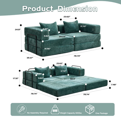 Convertible Floor Sofa Bed With Pillow Back Support Armrest Home Essentials