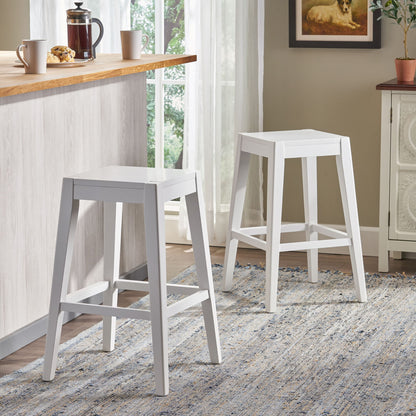 Counter Barstool (Set of 2), Rubber Wood - White Noble House