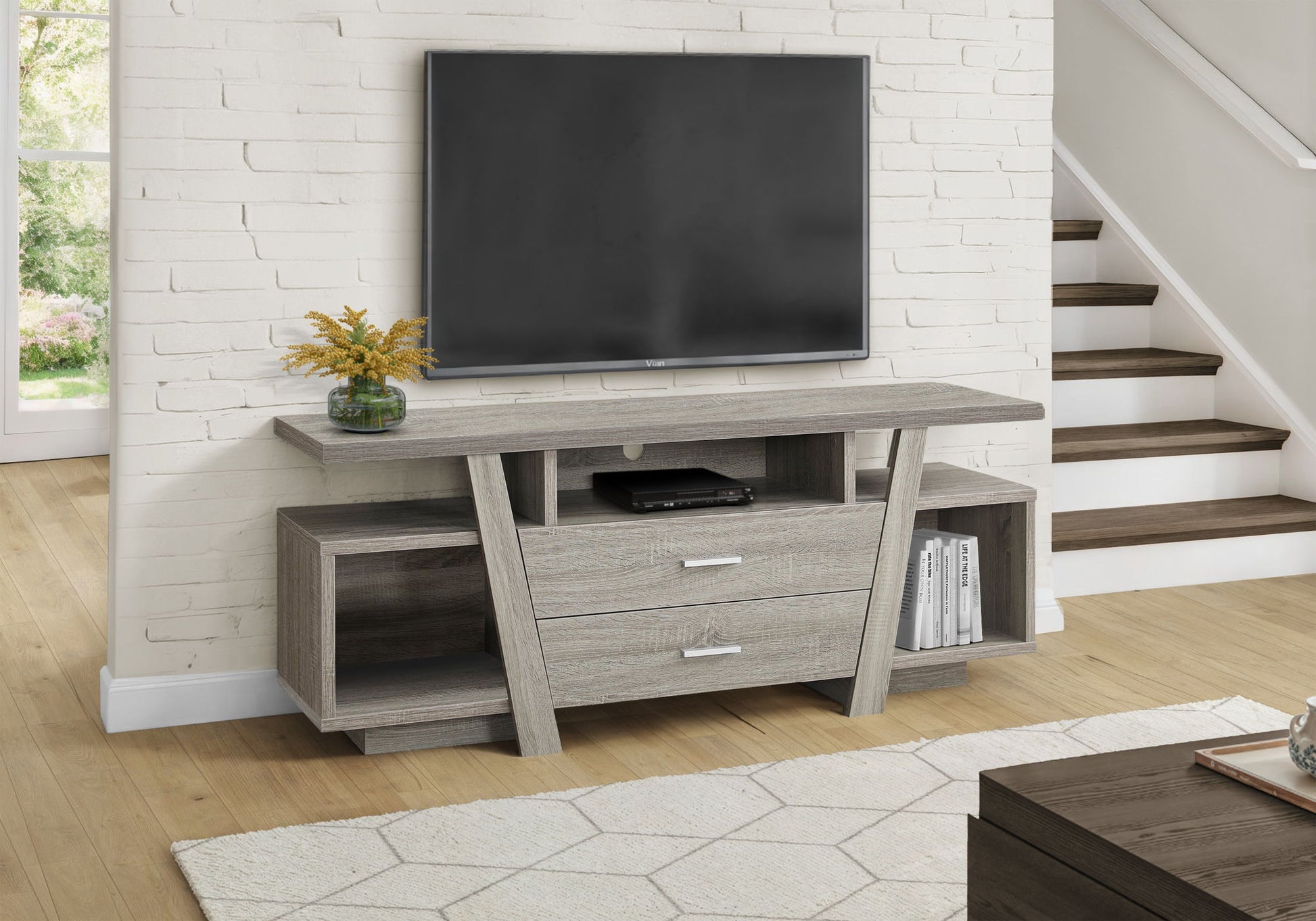 TV Stand, Console, Media Entertainment Center, Storage Drawers, Contemporary & Modern - Taupe 8th Street