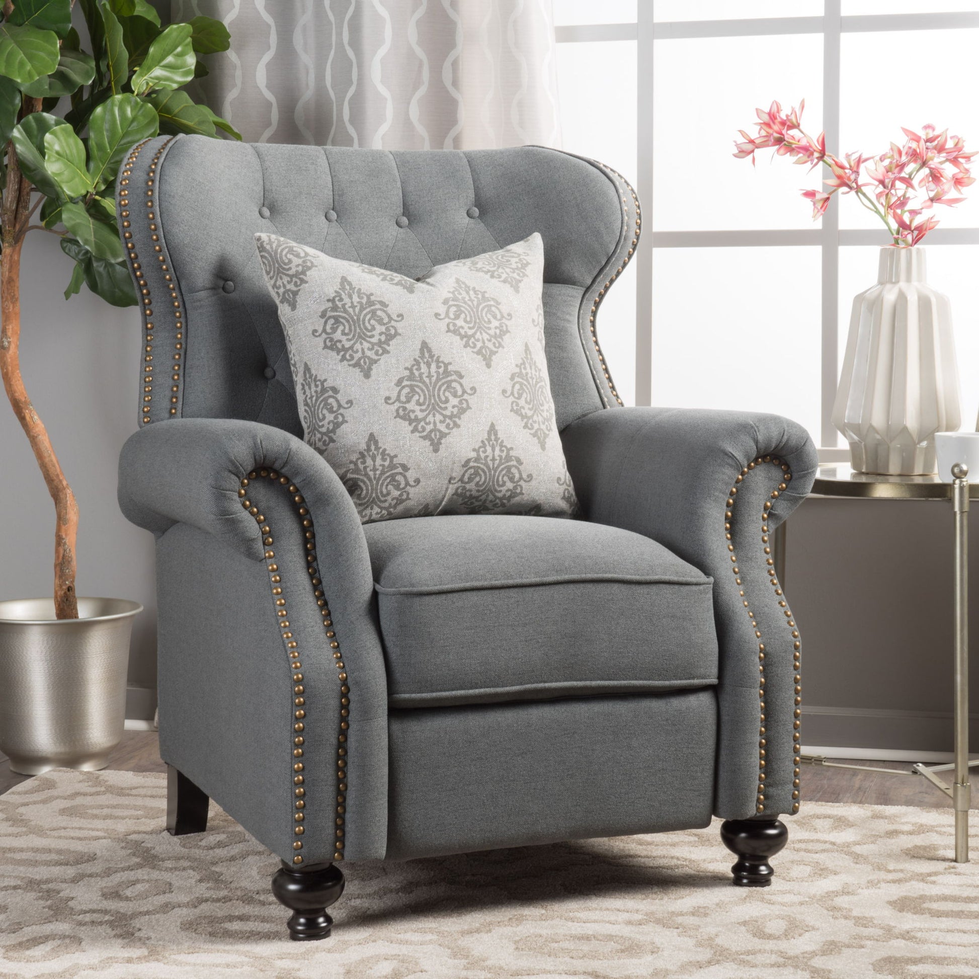 Modern Manual Push Back Recliner Chair Noble House