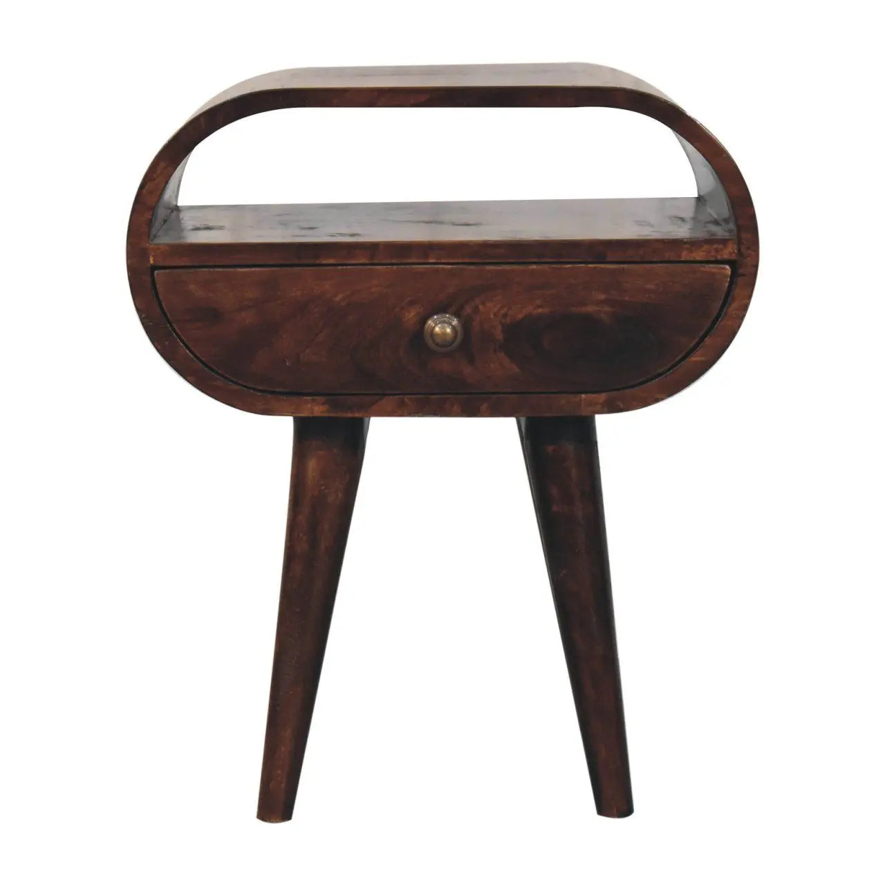 Circular Bedside Table With Open Slot - Walnut Artisan Furniture