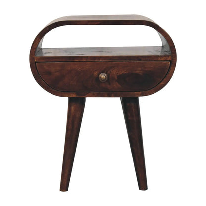 Circular Bedside Table With Open Slot - Walnut Artisan Furniture