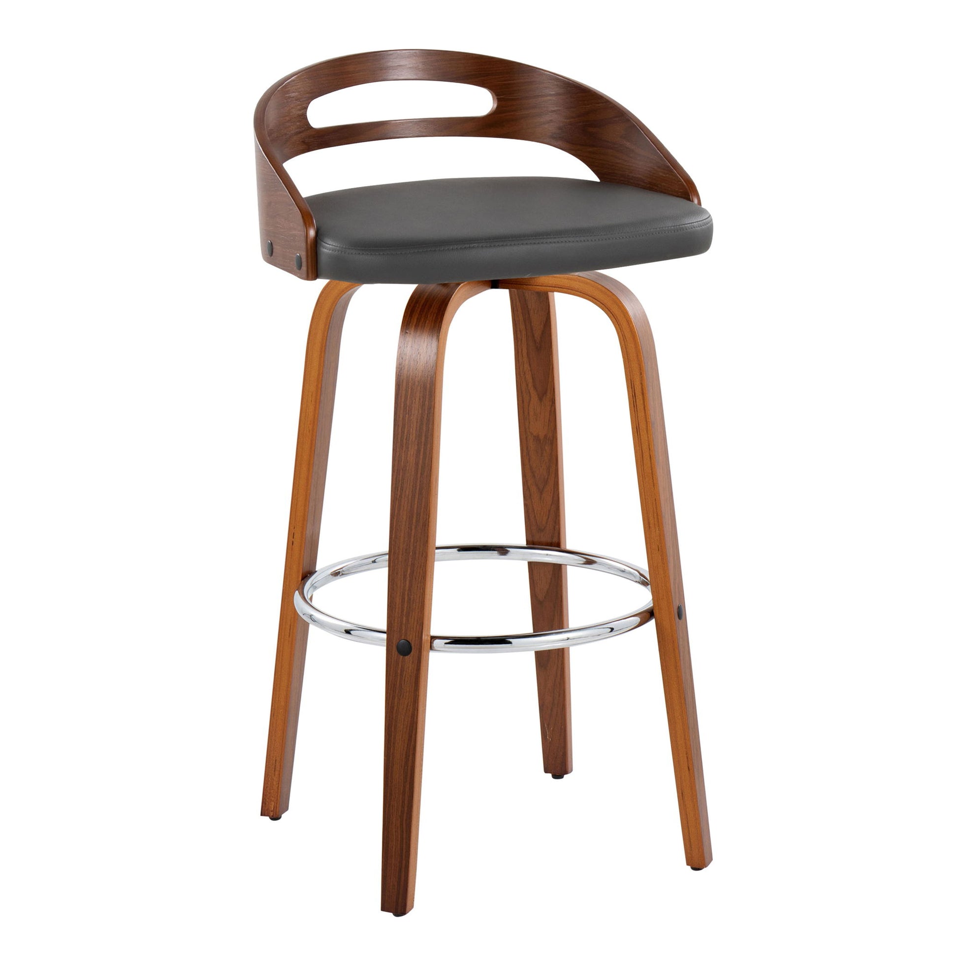 Cassis - Contemporary Fixed Height Barstool With Swivel With Round Footrest (Set of 2) Lumi Source