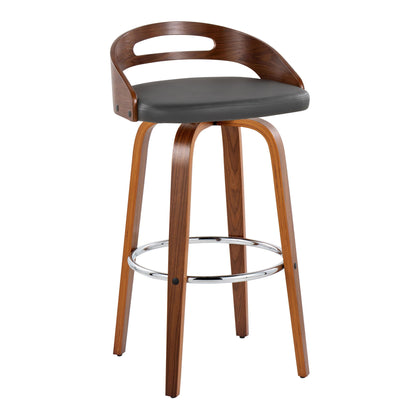 Cassis - Contemporary Fixed Height Barstool With Swivel With Round Footrest (Set of 2) Lumi Source