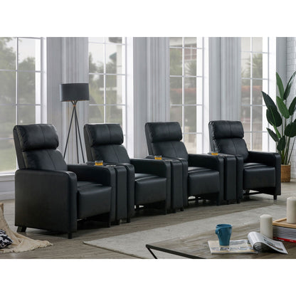 Warren - 4 Seater Home Theater With 3 Wedge Consoles - Black Furniture Max