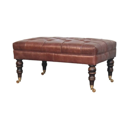 Buffalo - Leather Ottoman With Castor Legs Artisan Furniture