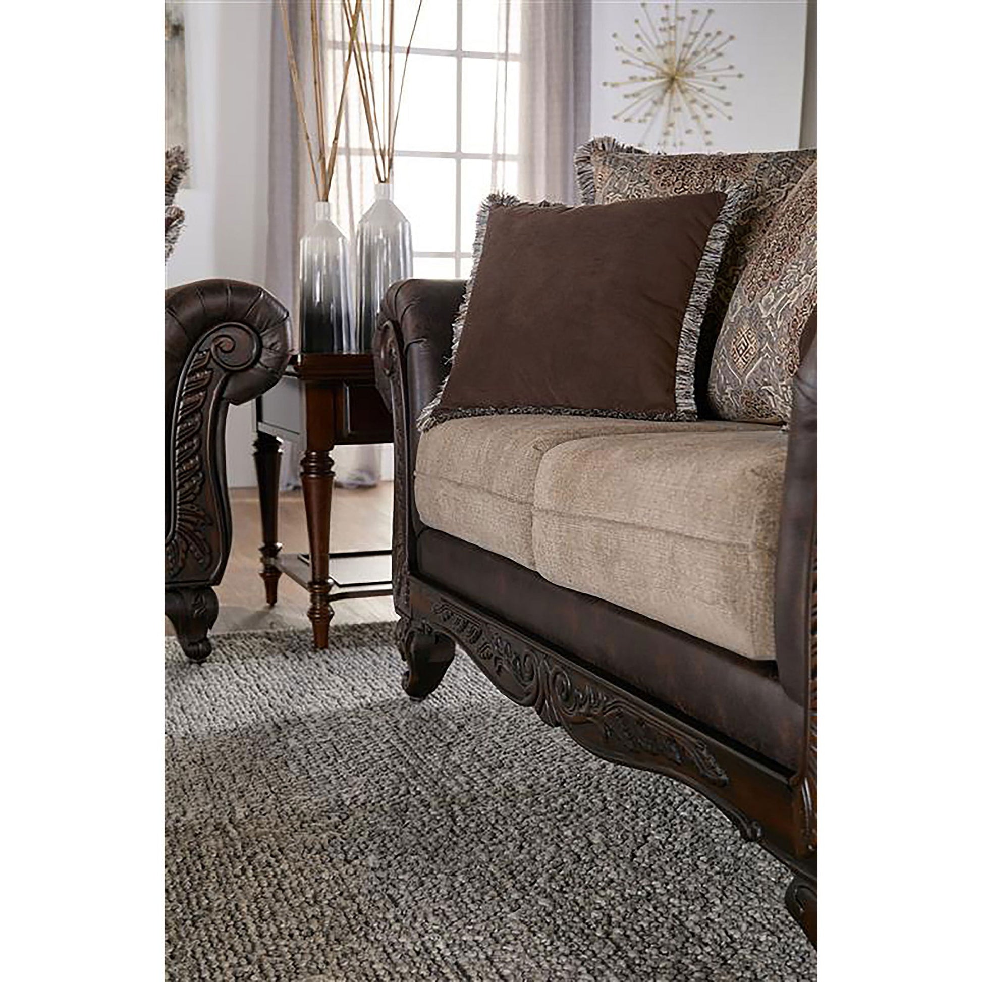 Brookridge - Rolled Arm Loveseat Sofa With Upholstery - Brown Furniture Max