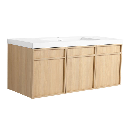 Wall-Mounted Bathroom Vanity With Resin Sink And Soft Closing Doors Home Essentials