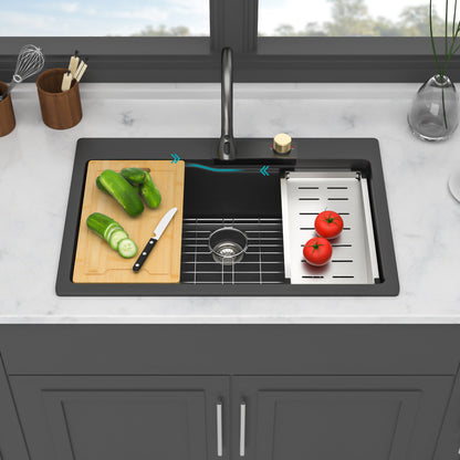 Waterfall Kitchen Sink With Pull Out Faucet & Cup Washer Daily Nest