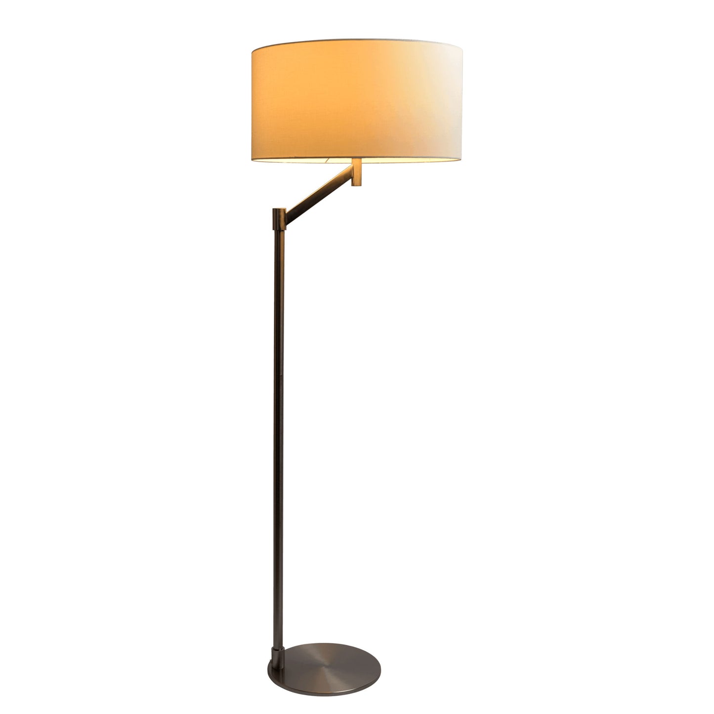 Serene - Floor Lamp With Rotary Switch Base Linen Shade - Brushed Nickel / White Ashcroft Furniture