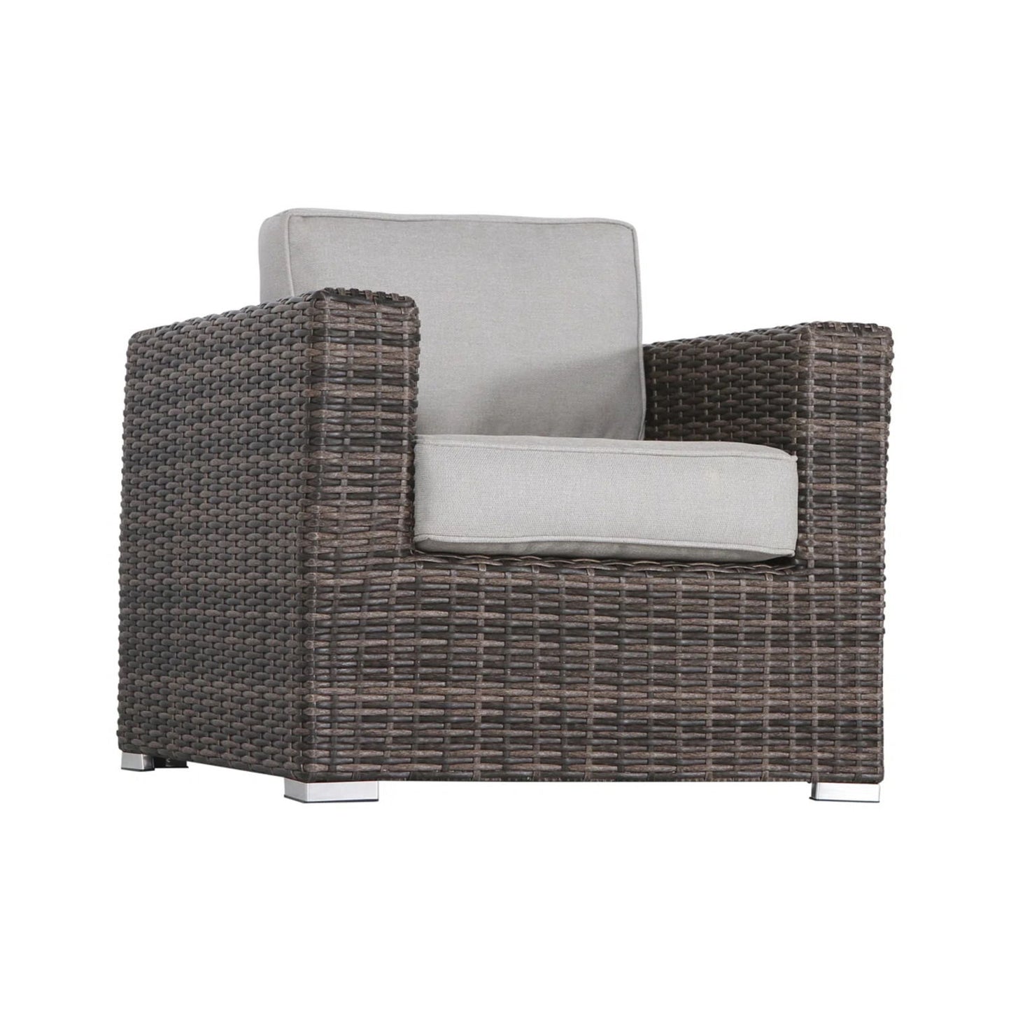 Rattan Wicker Patio Set With Cushions And Concrete Fire Pit LSI Patio Furniture