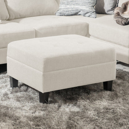 Ottoman With Birch Wood Legs And Cushioned Top For Comfort Noble House