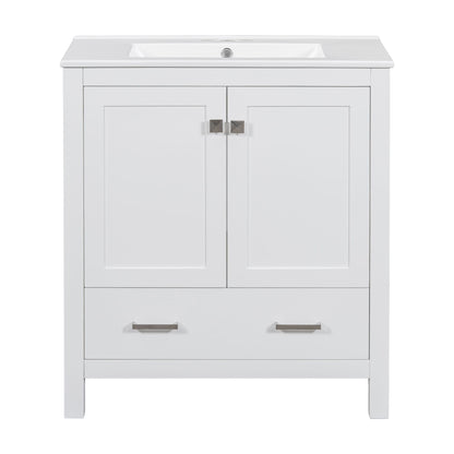 Bathroom Vanity With Single Sink, Combo Cabinet Undermount Sink, Bathroom Storage Cabinet With Two Doors And A Drawer, Soft Closing, Multifunctional Storage, Solid Wood Frame Hearth and Haven