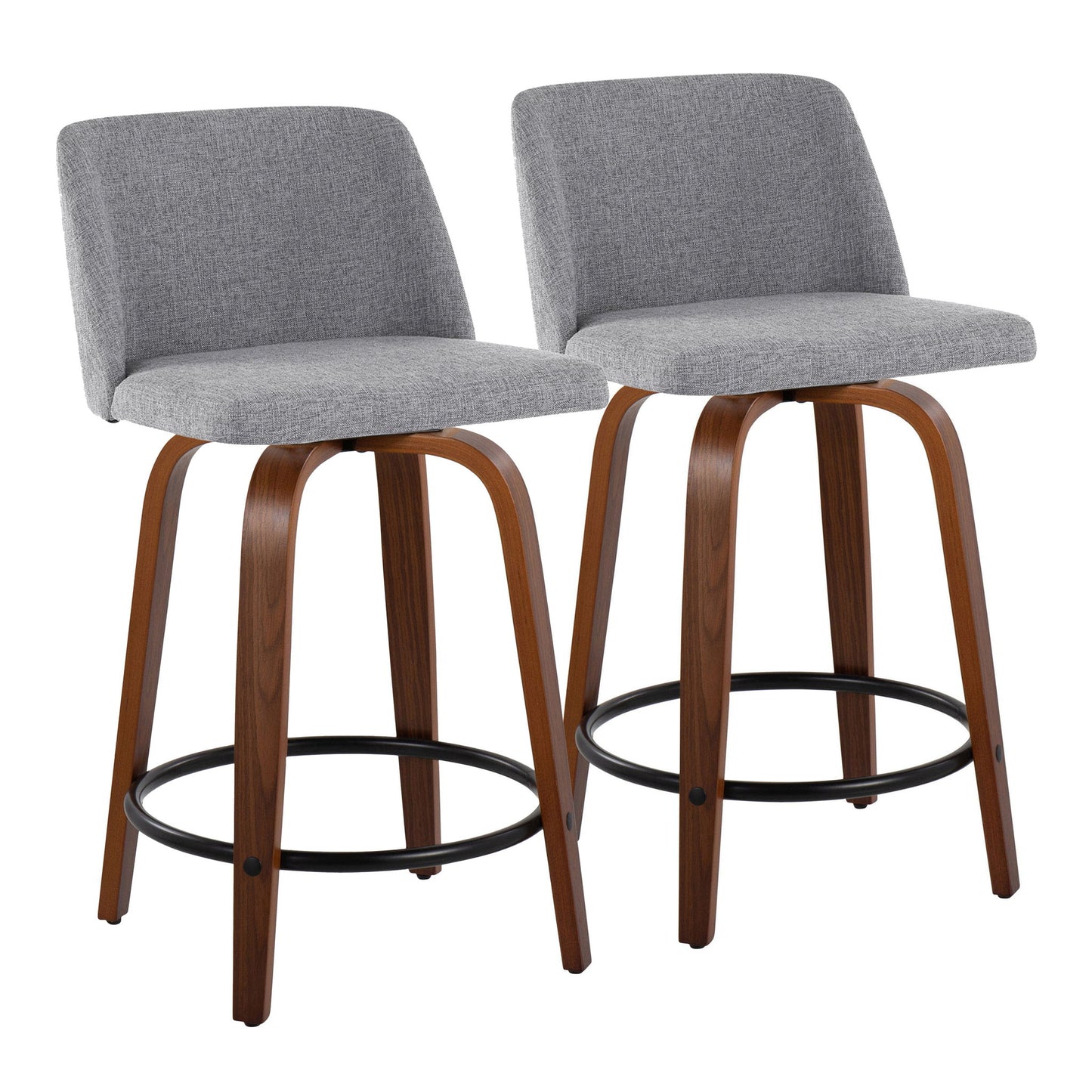 Toriano - Mid Century Modern, Fixed Height Counter Stool & Swivel And Round Footrest (Set of 2) Lumi Source