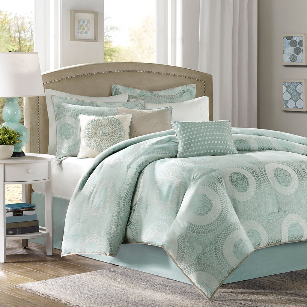 Baxter - Queen Piece Comforter (Set of 7) - Blue Madison Park