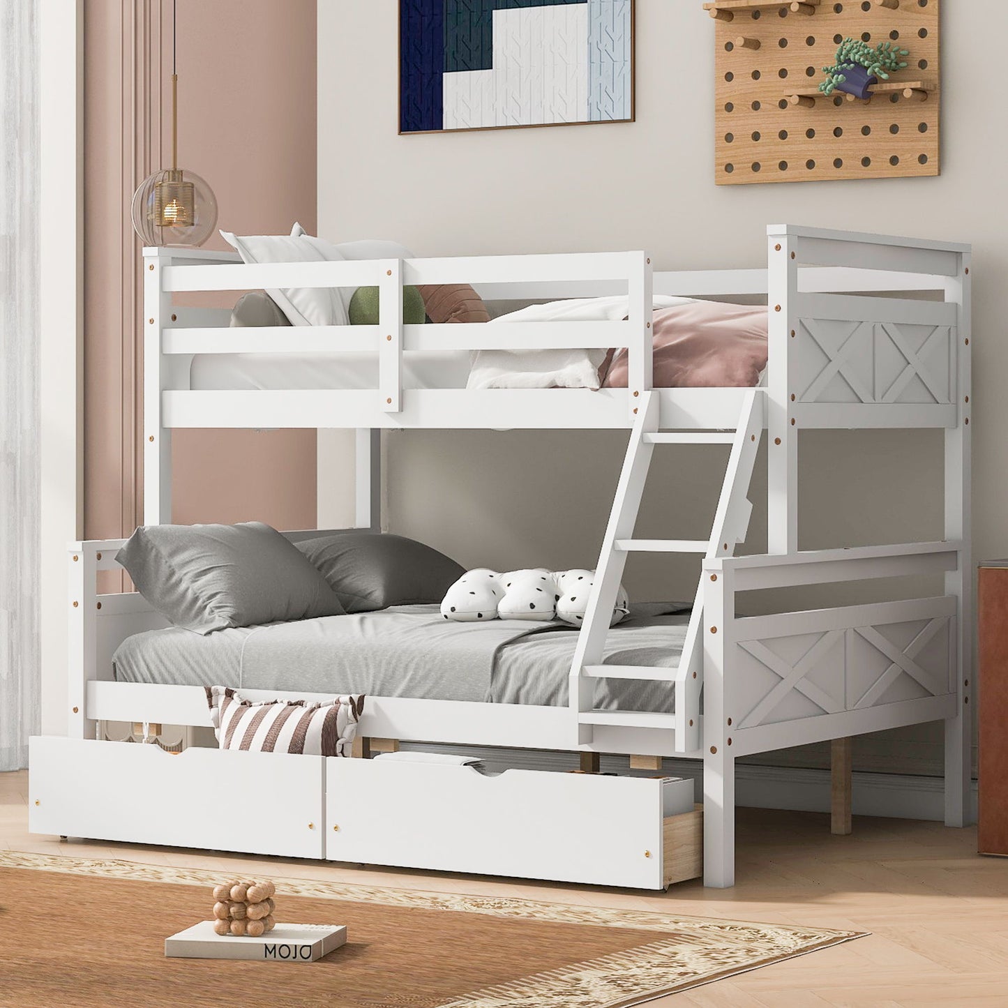 Bunk Bed With Ladder And Safety Guardrail Hearth and Haven