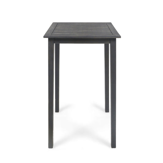 Outdoor Minimalist Acacia Wood Square Bar Table Noble House