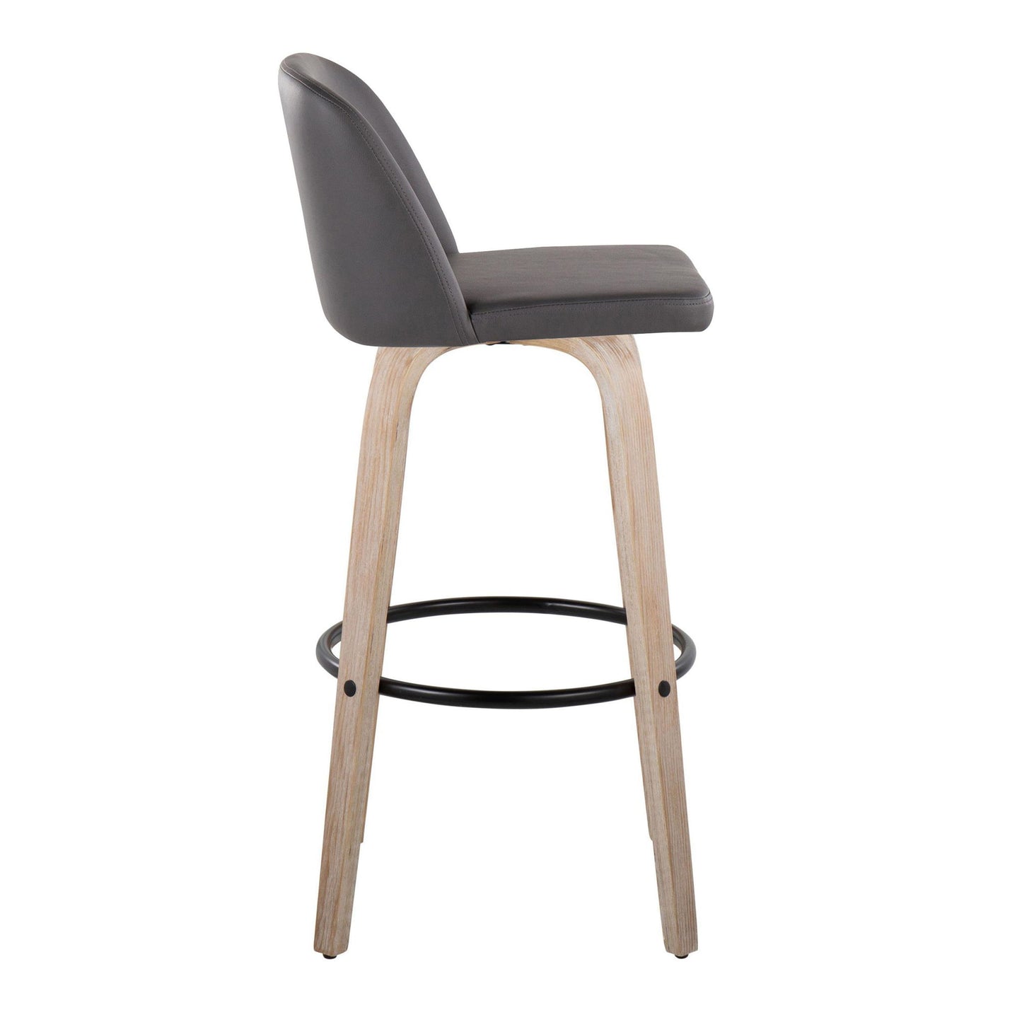 Toriano - Fixed Height Contemporary Barstool With Swivel With Round Footrest (Set of 2) Lumi Source
