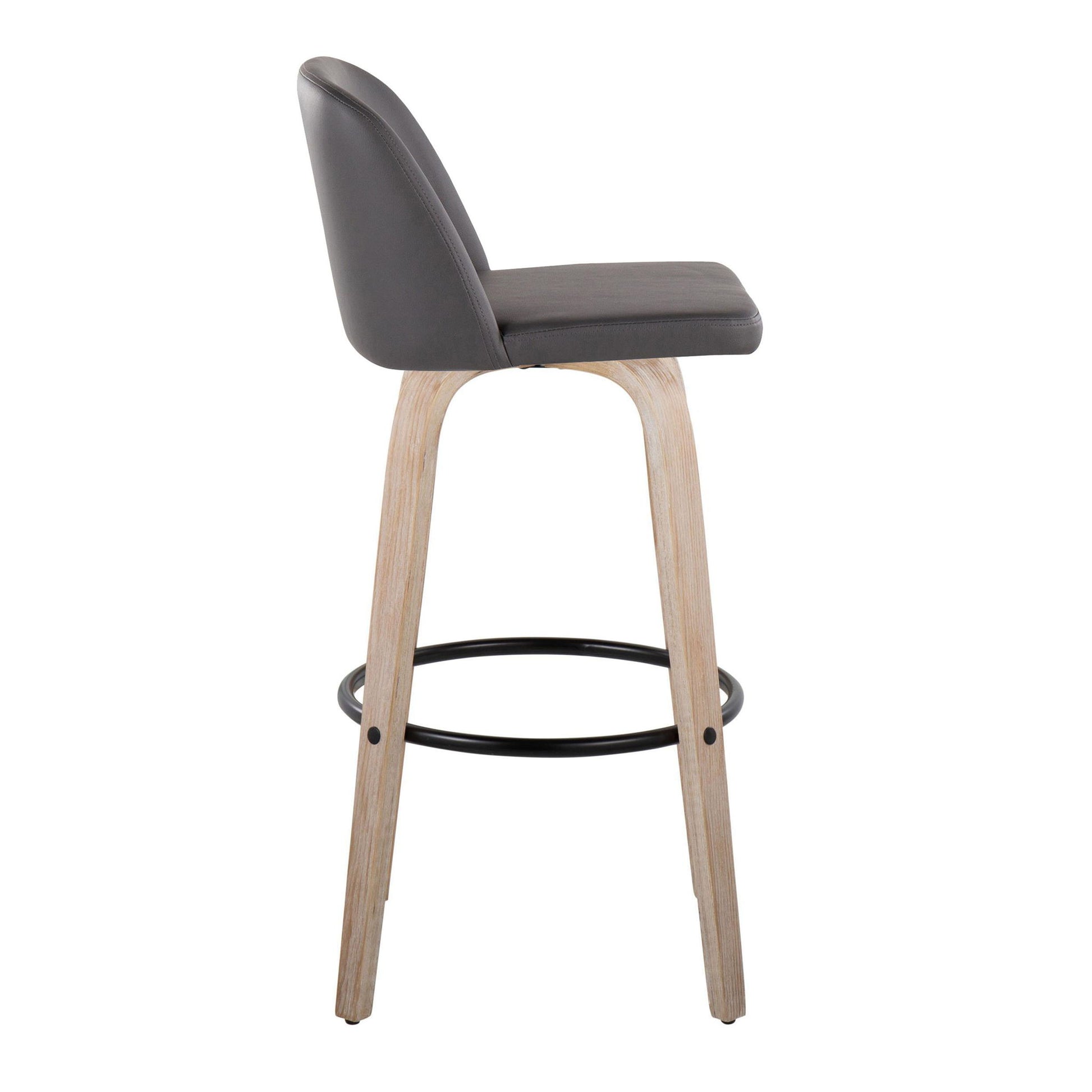 Toriano - Fixed Height Contemporary Barstool With Swivel With Round Footrest (Set of 2) Lumi Source