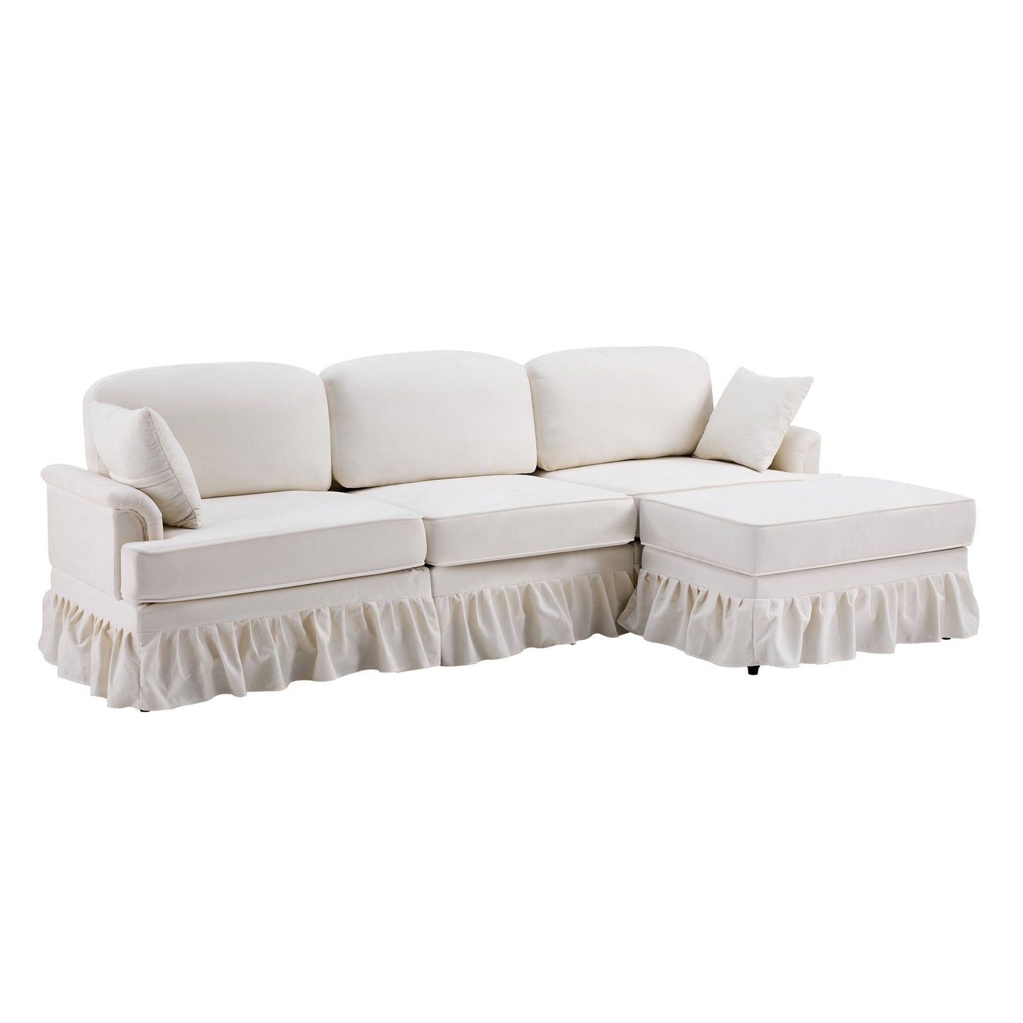 Cloud Sofa With Removable Ruffled Skirt With Ottoman And Flared Arms Home Essentials