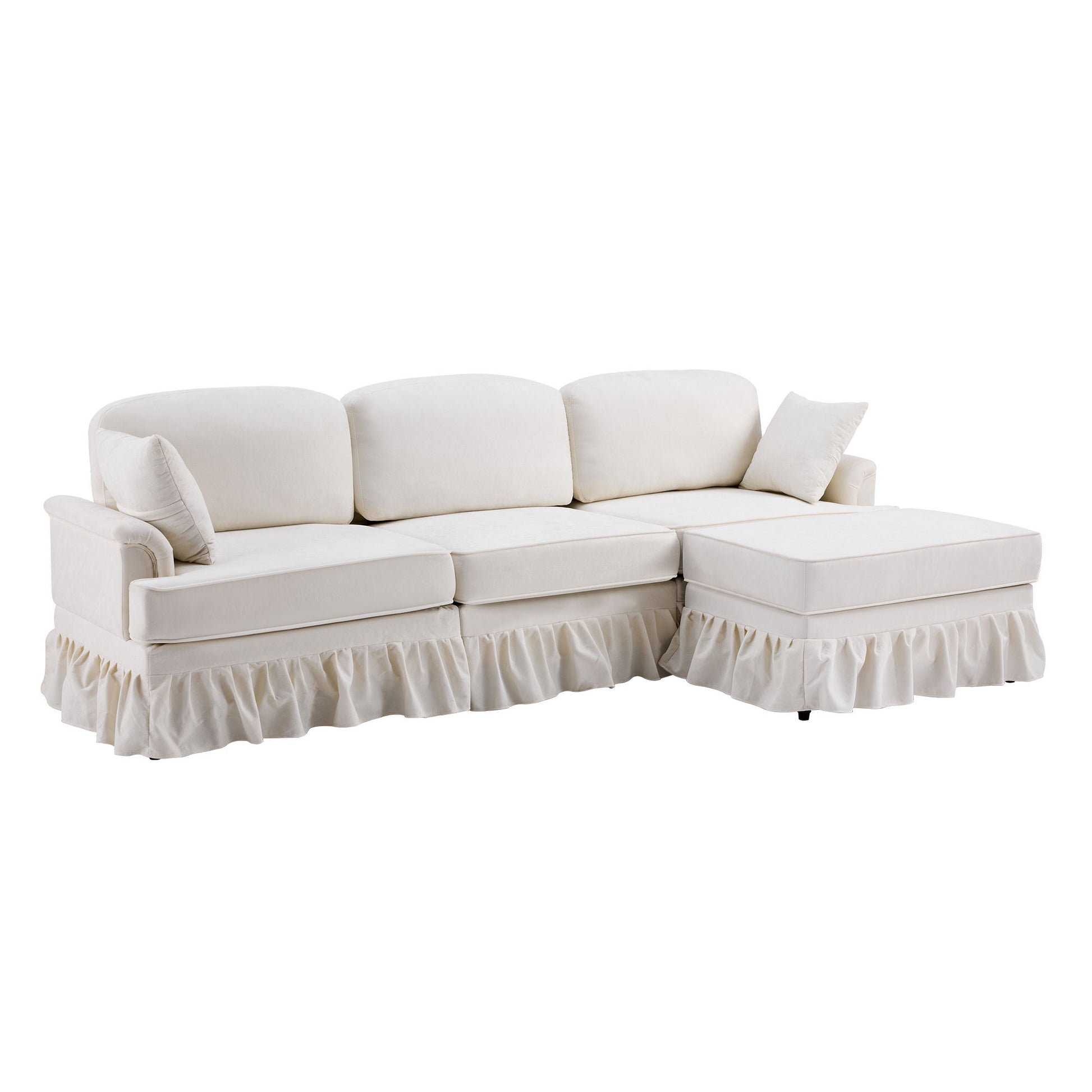 Cloud Sofa With Removable Ruffled Skirt With Ottoman And Flared Arms Home Essentials