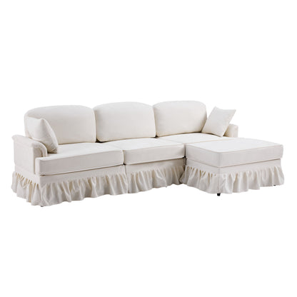Cloud Sofa With Removable Ruffled Skirt With Ottoman And Flared Arms Home Essentials