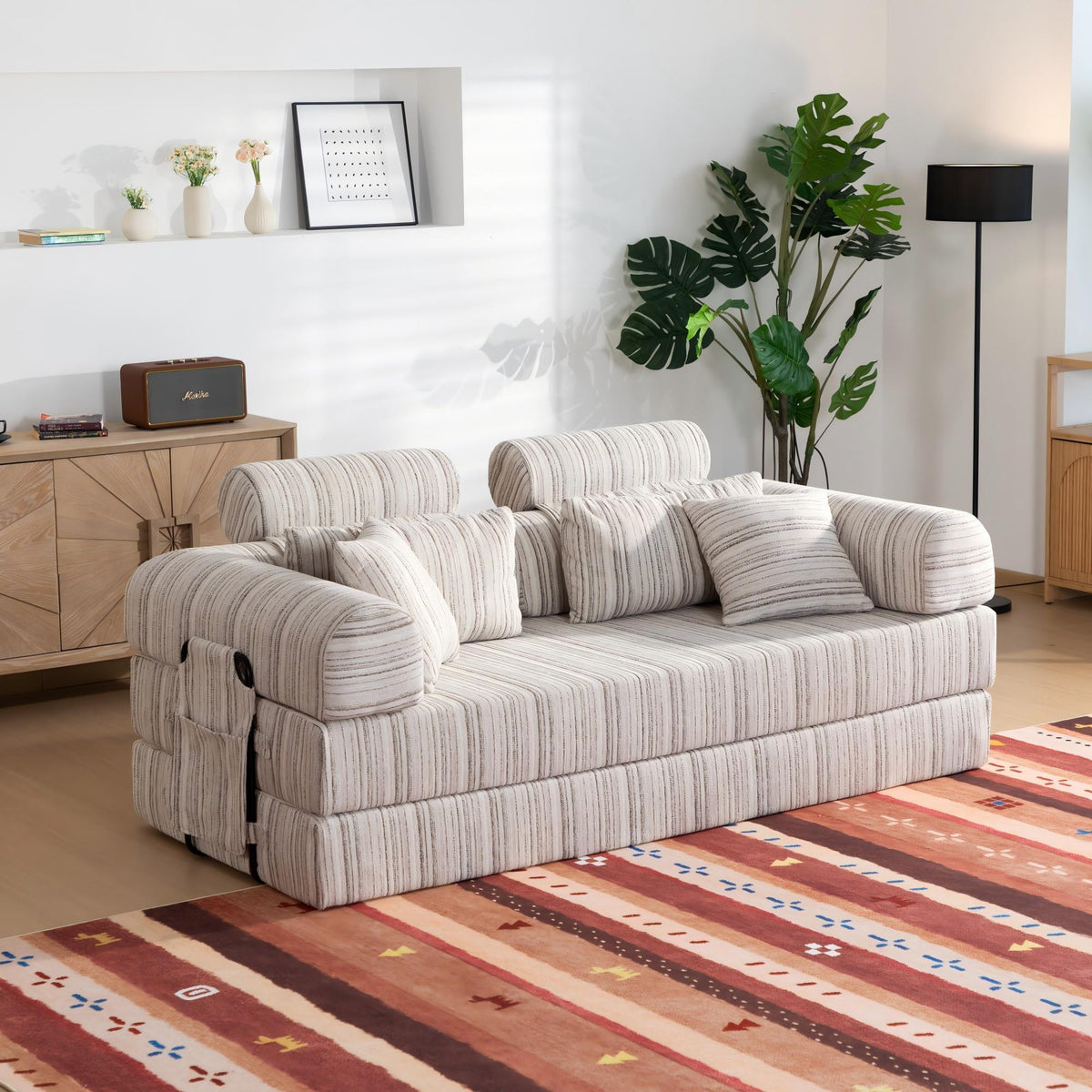 Convertible Sleeper Sofa Bed With High Density Compressed Sponge, Upholstered Couch For Living Room Home Essentials