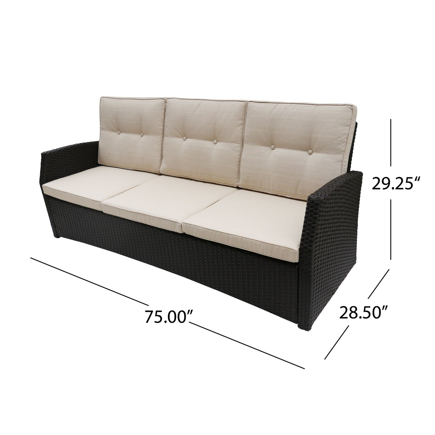 St Marta - 3 Seater - Dark Brown Noble House