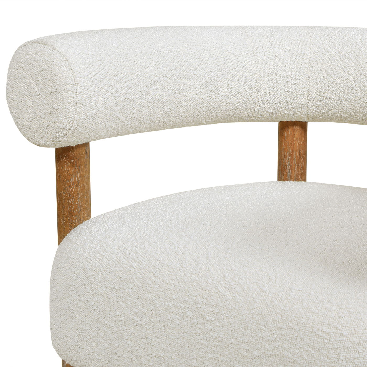 Fuji - Mid Century Modern Barrel Accent Arm Chair - Ivory White Jennifer Taylor Home