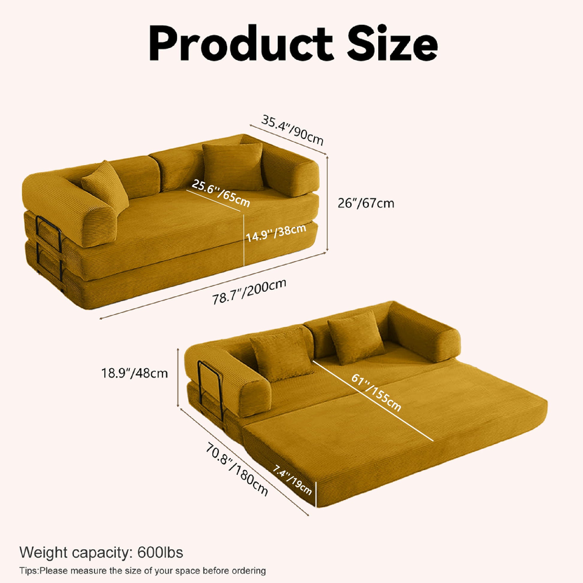 Convertible Sofa Bed With Removable Pillows Home Essentials