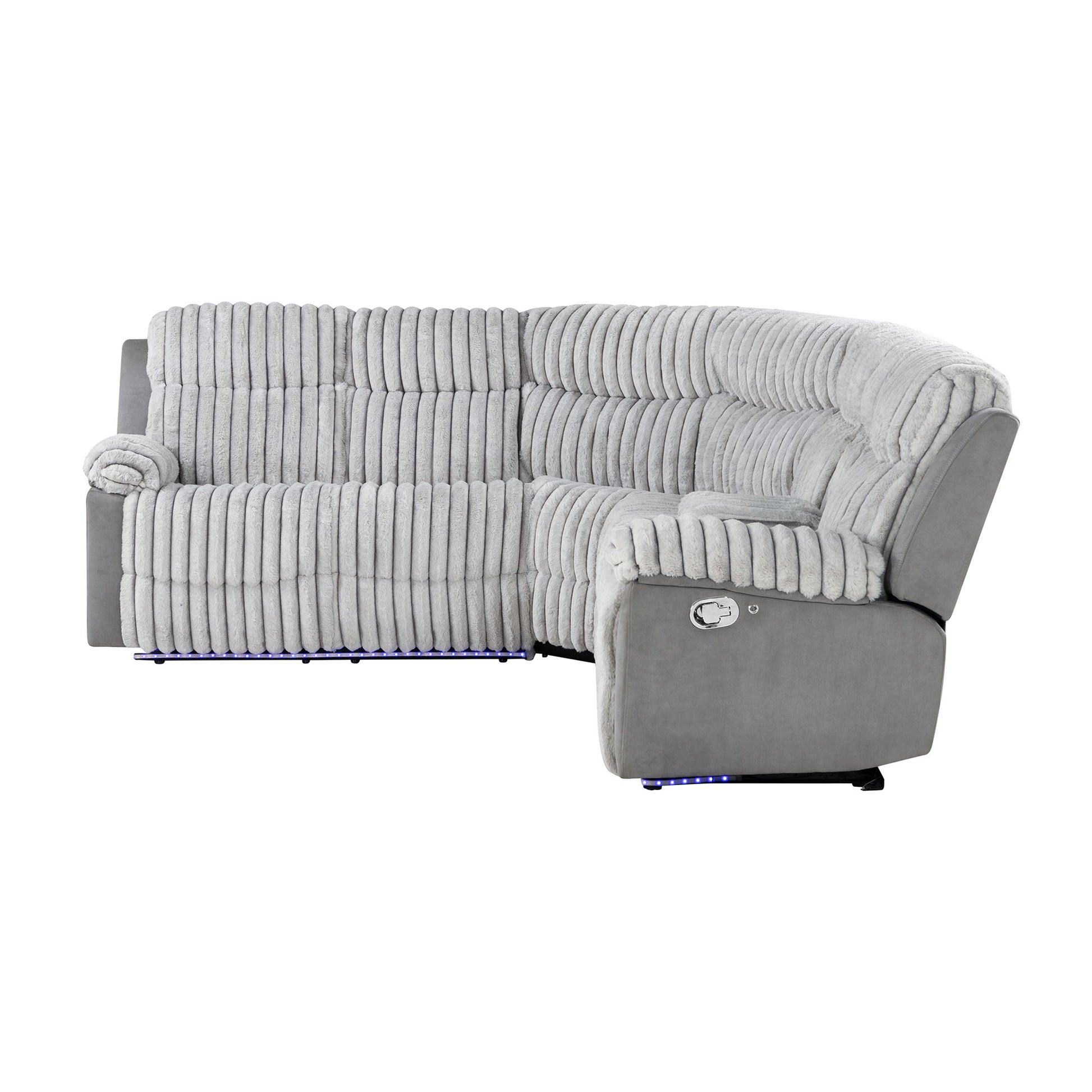 Bruni - Sectional Sofa With LED Lighting And Manual Recline - Gray Global Furniture USA
