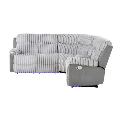 Bruni - Sectional Sofa With LED Lighting And Manual Recline - Gray Global Furniture USA