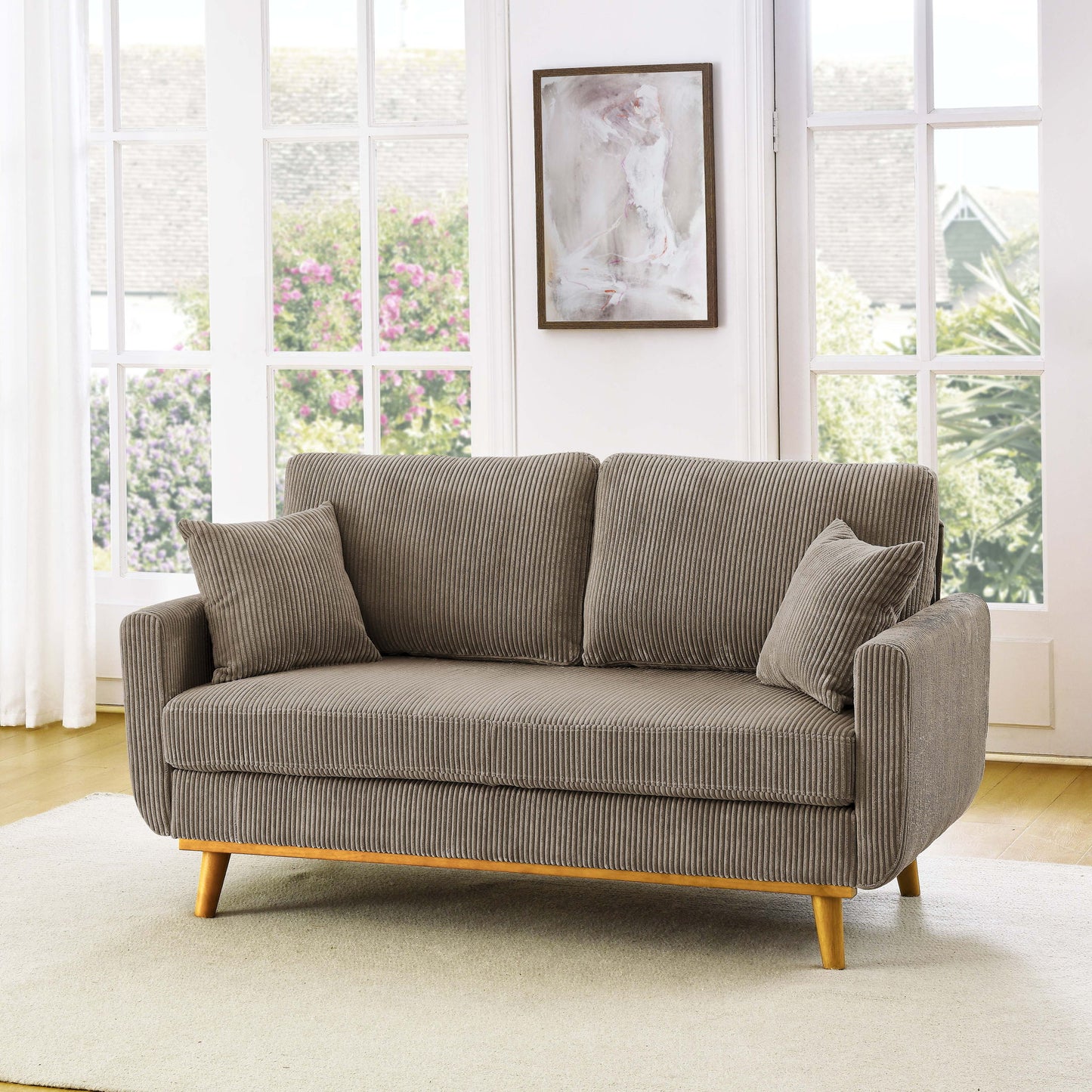 Upholstered Loveseat With Arms And Pillows Home Essentials