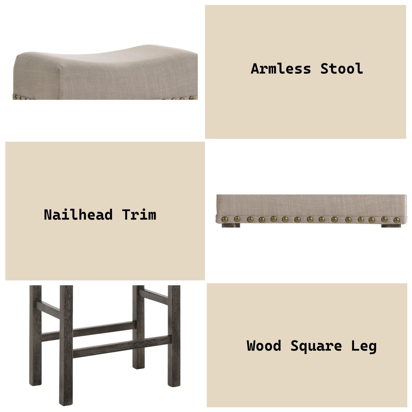 Martha II - Weathered Counter Height Stool (Set of 2) - Gray / Tan Acme