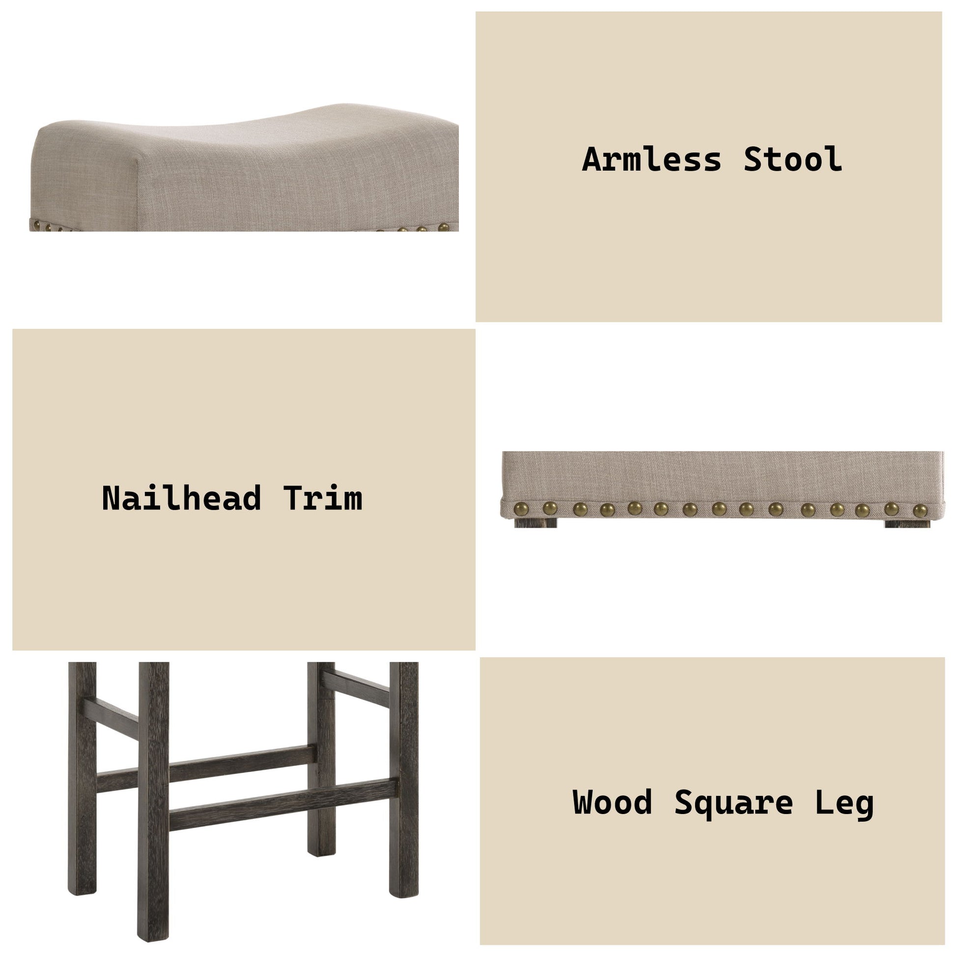 Martha II - Weathered Counter Height Stool (Set of 2) - Gray / Tan Acme