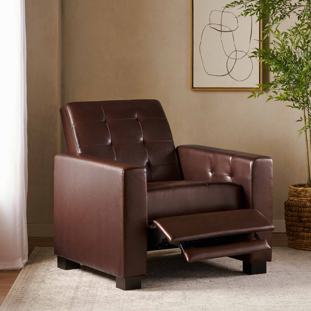 Langseth - Contemporary Tufted Pushback Recliner - Dark Brown Noble House