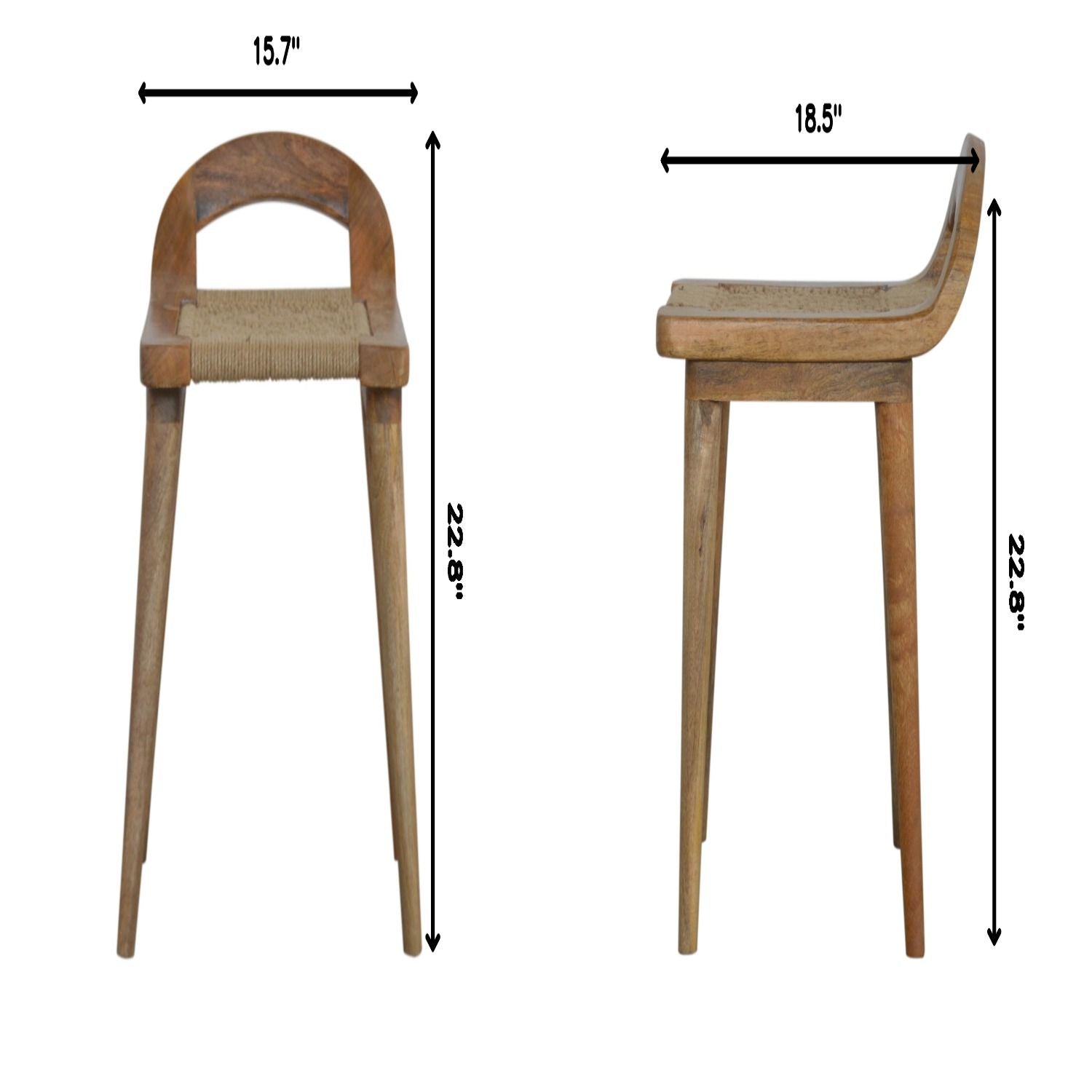 Woven Raised Back Stool - Oak Artisan Furniture