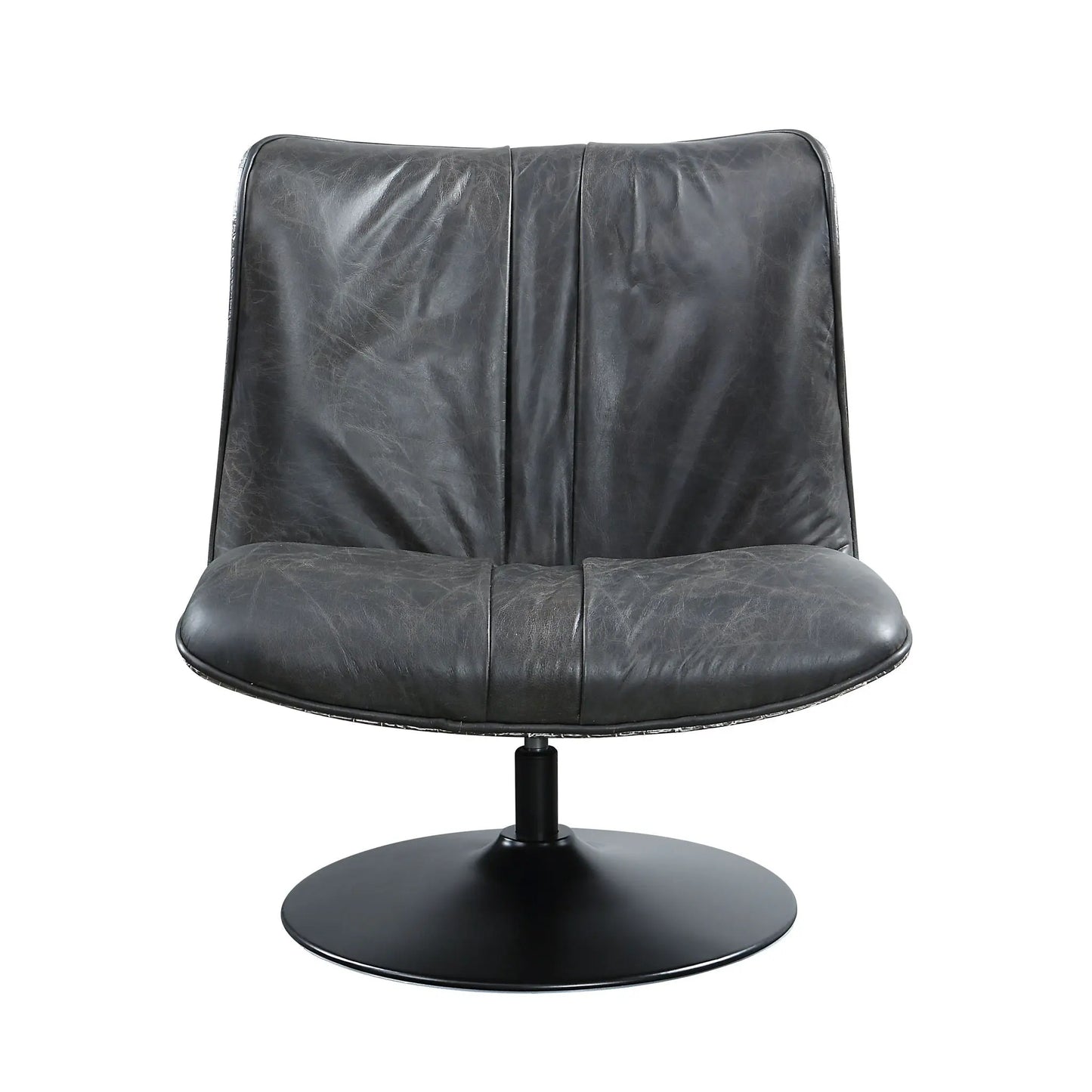 Piotr - Top Grain Leather Accent Chair With Swivel - Black Acme