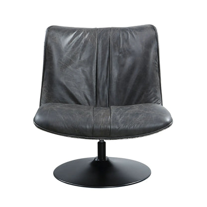 Piotr - Top Grain Leather Accent Chair With Swivel - Black Acme