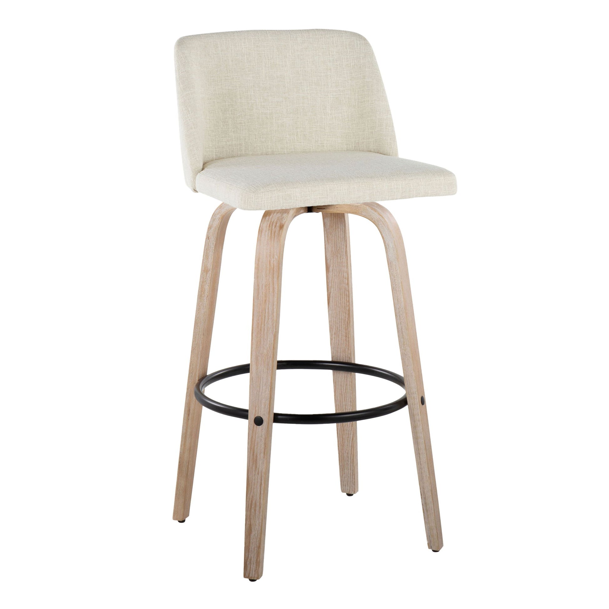 Toriano - Contemporary Fixed Height Barstool Swivel And Round Footrest (Set of 2) Lumi Source