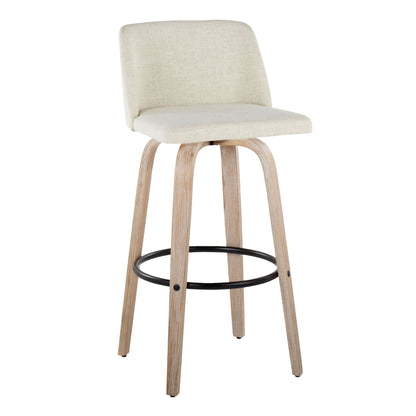 Toriano - Contemporary Fixed Height Barstool Swivel And Round Footrest (Set of 2) Lumi Source
